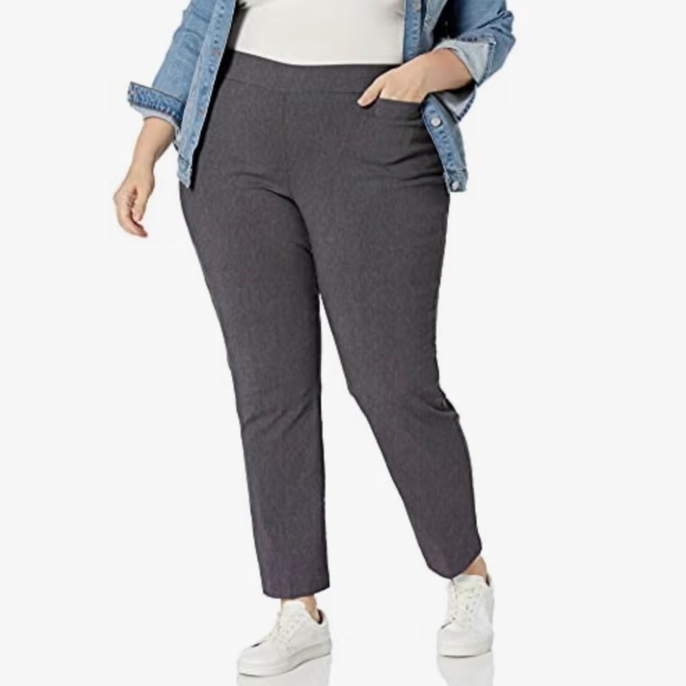 Briggs New York Tummy Control Pants Heather Grey Comfort Waistband Women 22W NWT